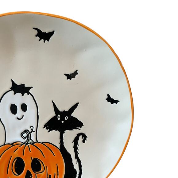 ELI & ANA Halloween Salad Plates 8in Black Cat Bats Ghost Pumpkin Set of 2 New - Picture 10 of 11